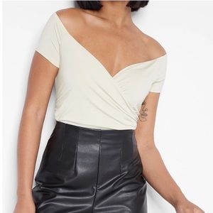 Express Body Contour Silky Off The Shoulder Ruched Tee